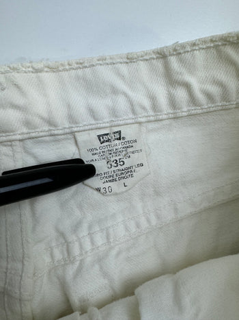 (30) Vintage Levis 535 Denim Pants White