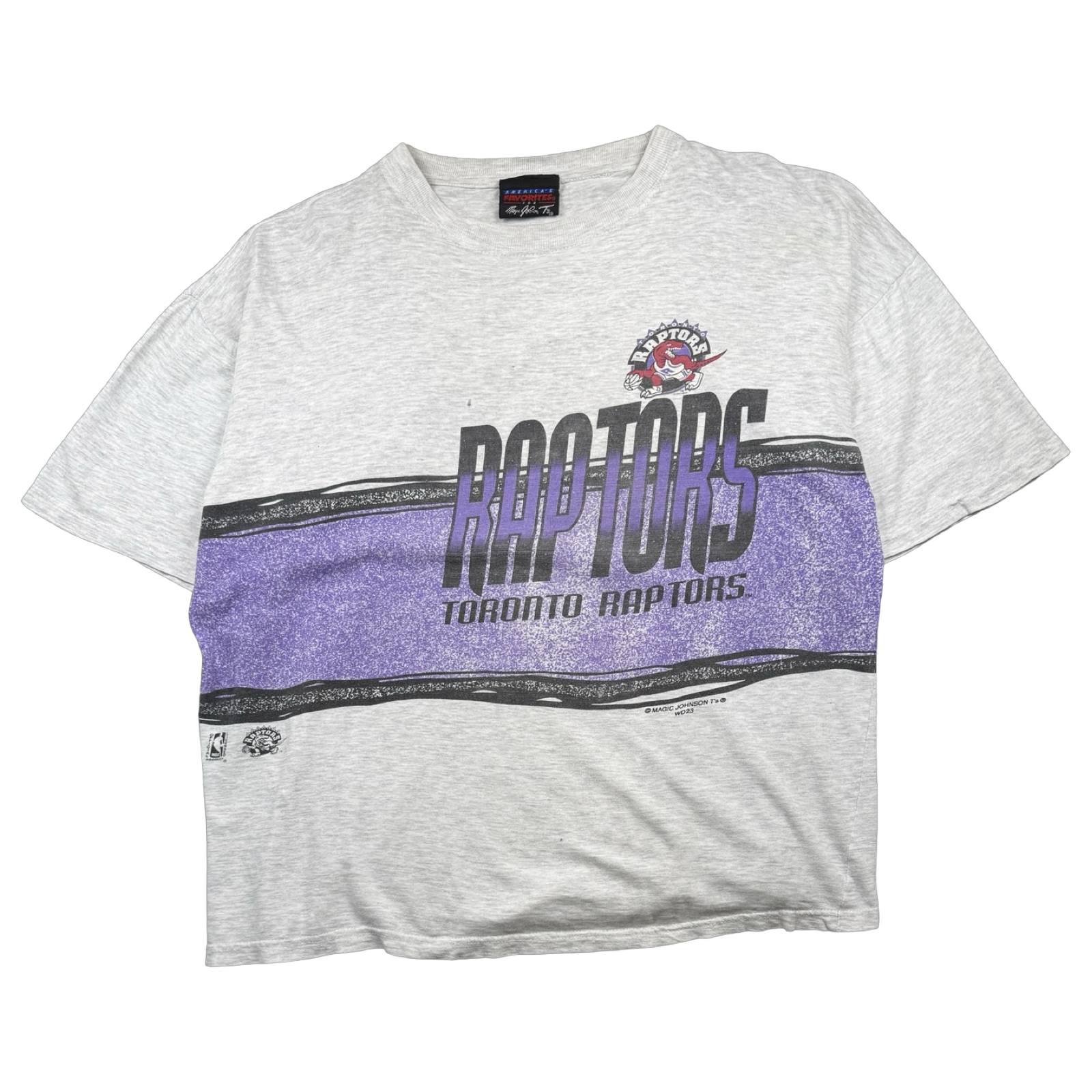 Vintage Toronto Raptors Wrap Around Purple Band Tee Grey