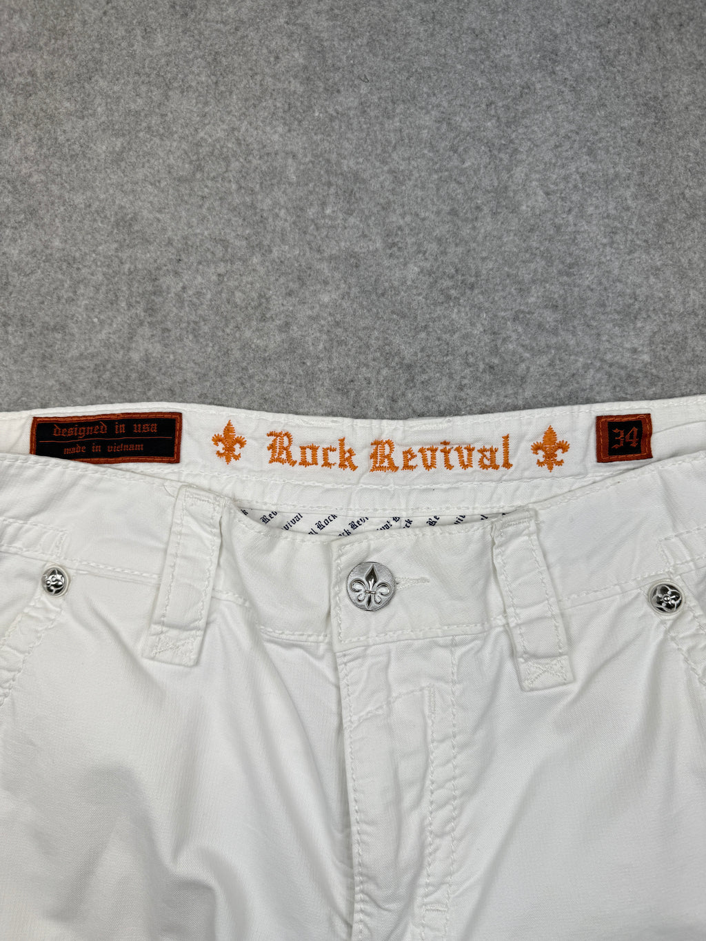 Rock Revival Cargo Shorts White