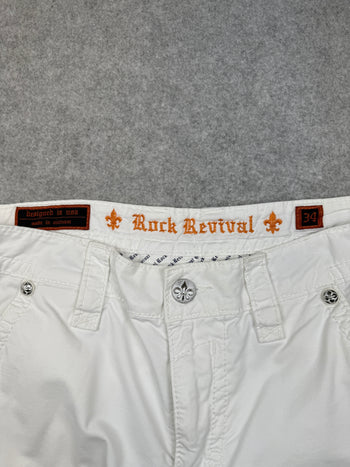Rock Revival Cargo Shorts White