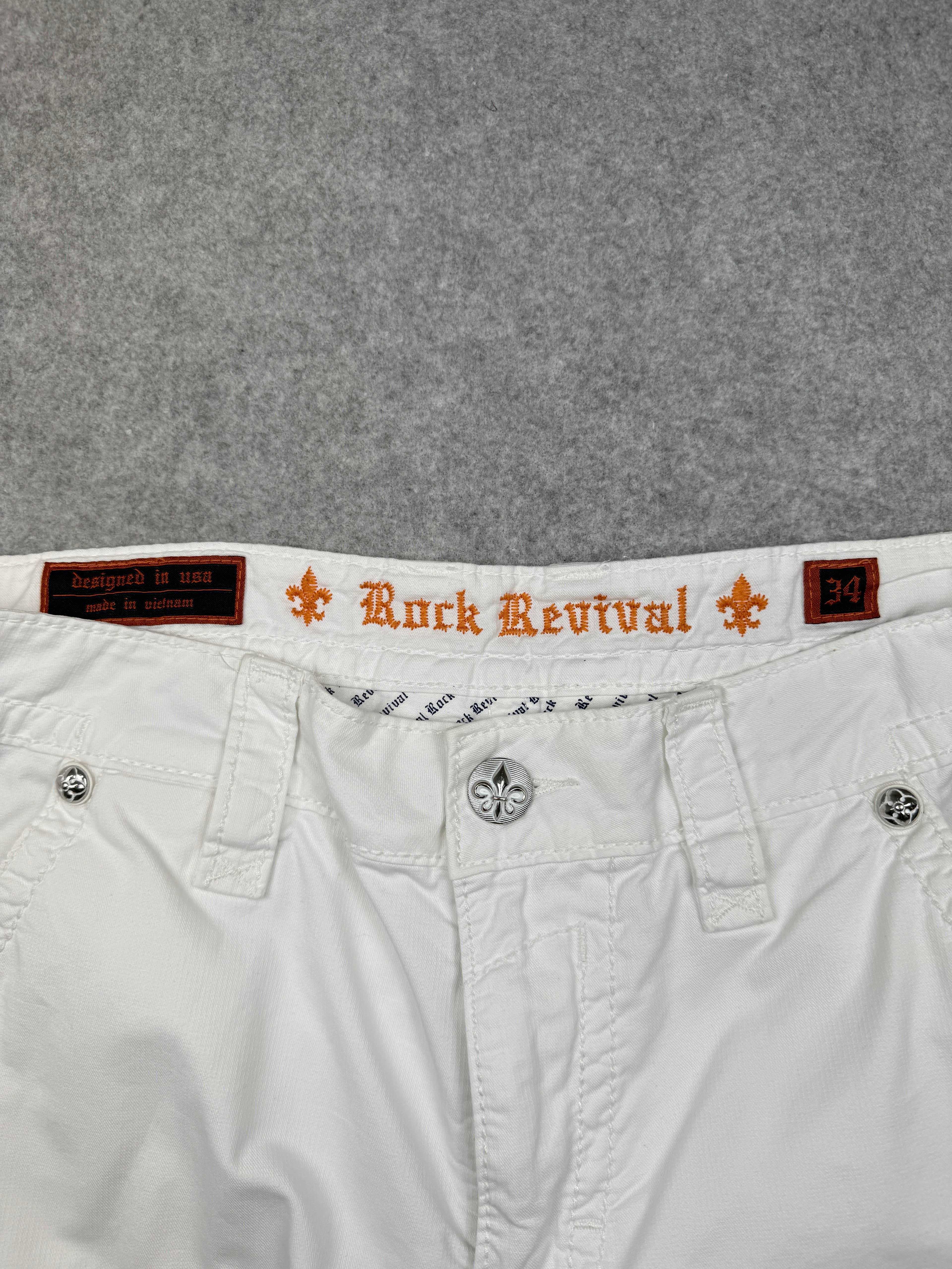 Rock Revival Cargo Shorts White