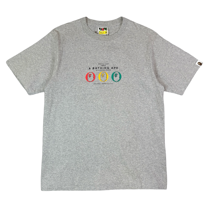 BAPE Rasta 3 Ape Heads Tee Grey | Vitnage Clothing Store Canada