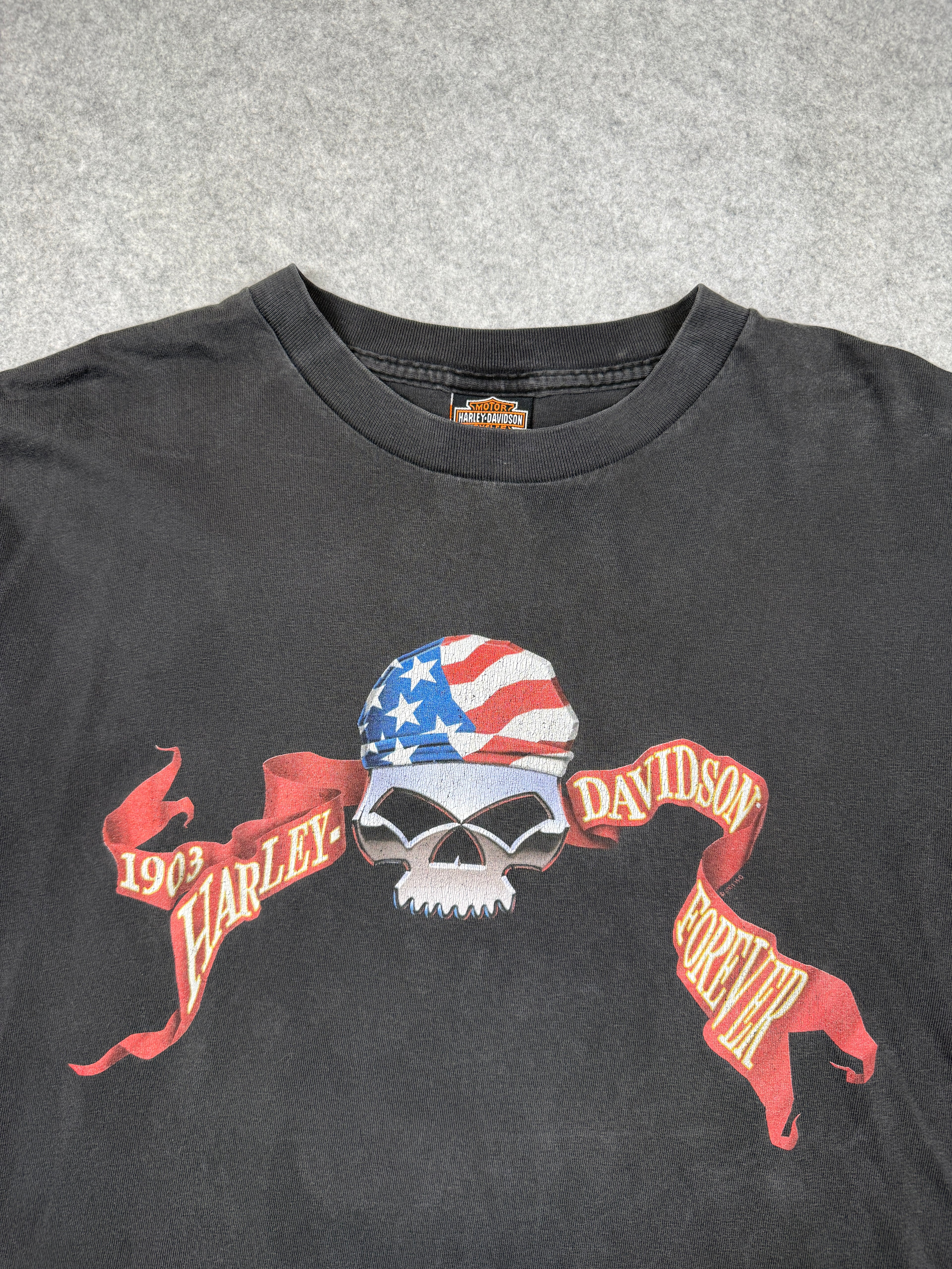 Vintage Harley Davidson USA Pirate Skull Tee Black