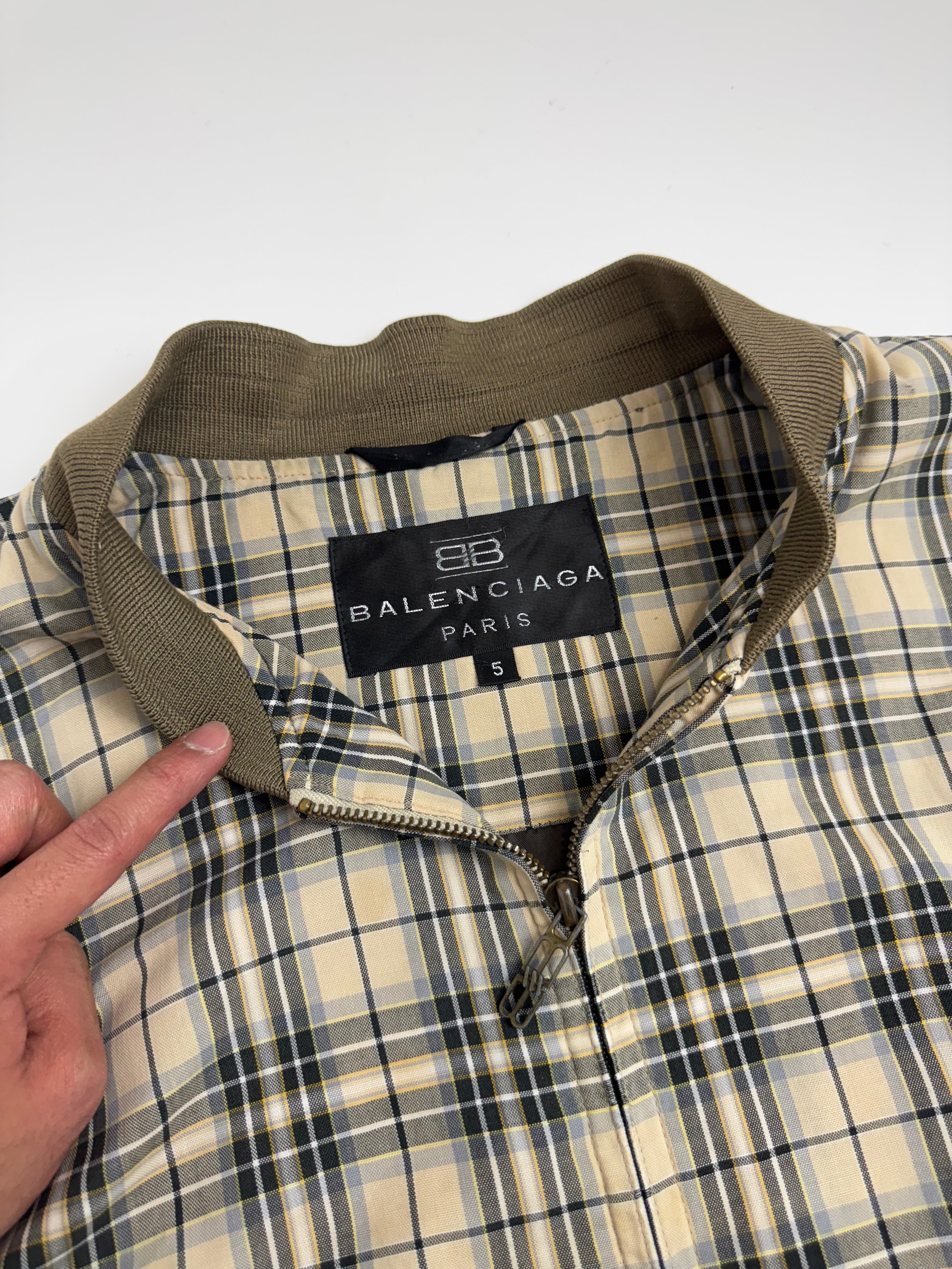 Vintage Balenciaga Paris Plaid Harrington Jacket Beige