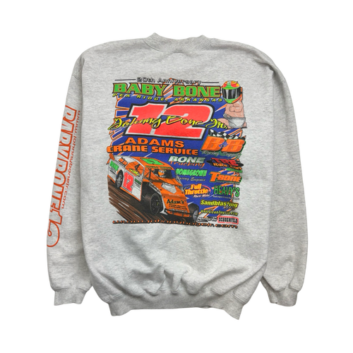 (L) Vintage 2000s Baby Bone Racing Sweatshirt Light Grey | Vintage Clothing Store Canada