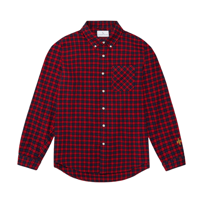 OVO Plaid Pom Pom Flannel Shirt Red/Black | Vitnage Clothing Store Canada