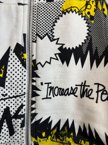 Stussy Vintage Comic AOP Zip Up Sweater White/Yellow (USED)