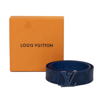 Louis Vuitton LV Initials Leather Monogram Belt Blue