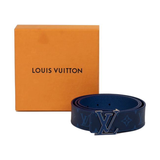 Louis Vuitton LV Initials Leather Monogram Belt Blue