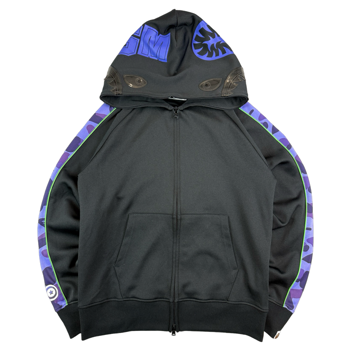 BAPE Jersey Shark Full Zip Hoodie Black (USED) | Vitnage Clothing Store Canada