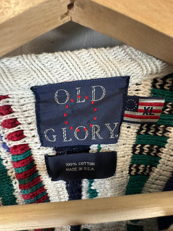 Vintage Old Glory 3D Textured Knit Sweater Multi