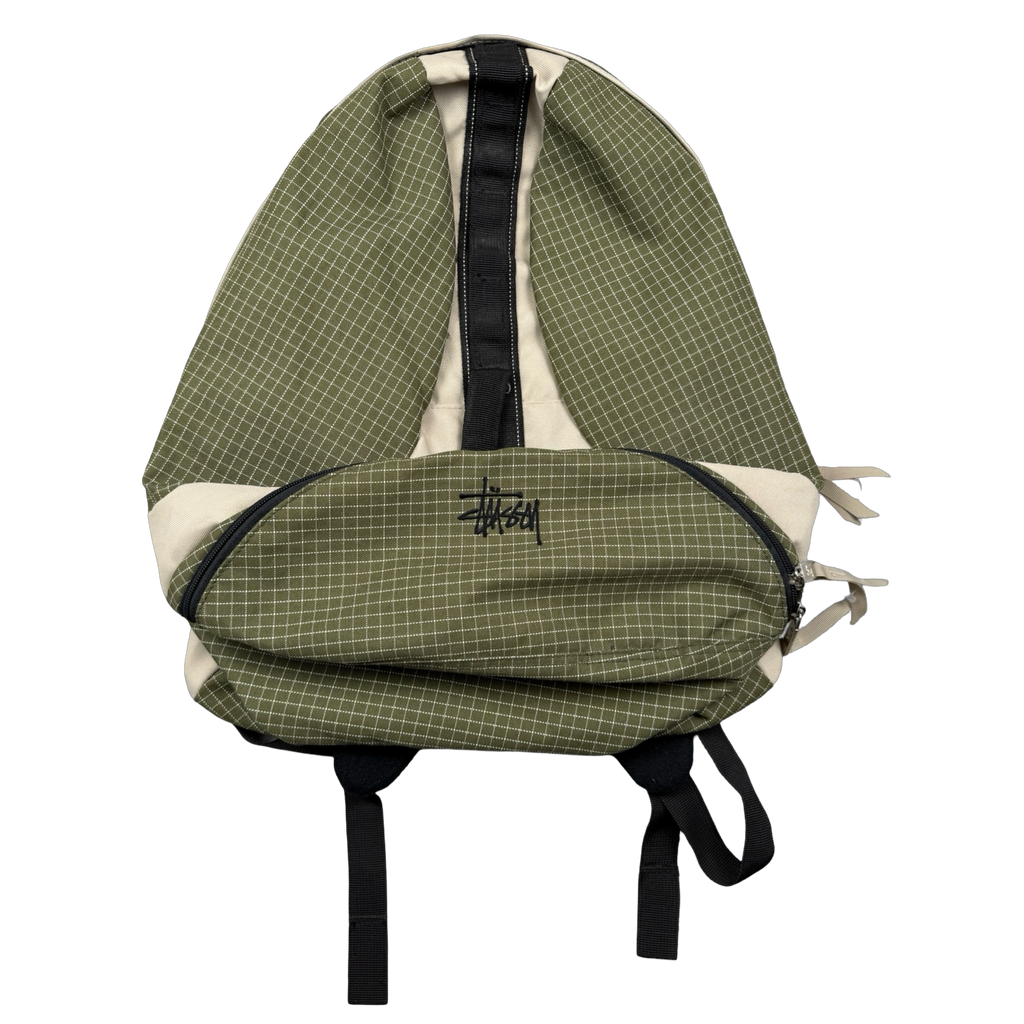 Vintage Stussy Grid Stitch Backpack Olive