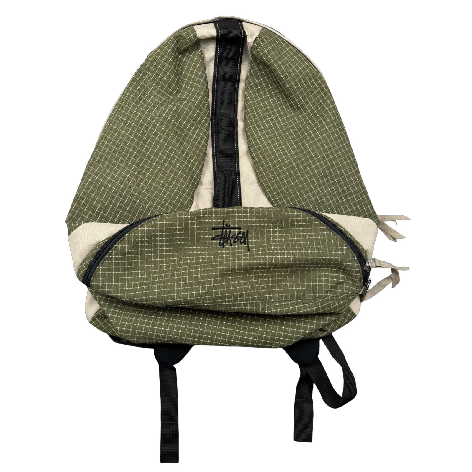 Vintage Stussy Grid Stitch Backpack Olive
