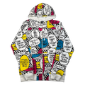 Vintage Stussy Comic Bubble AOP Zip Up Sweater White