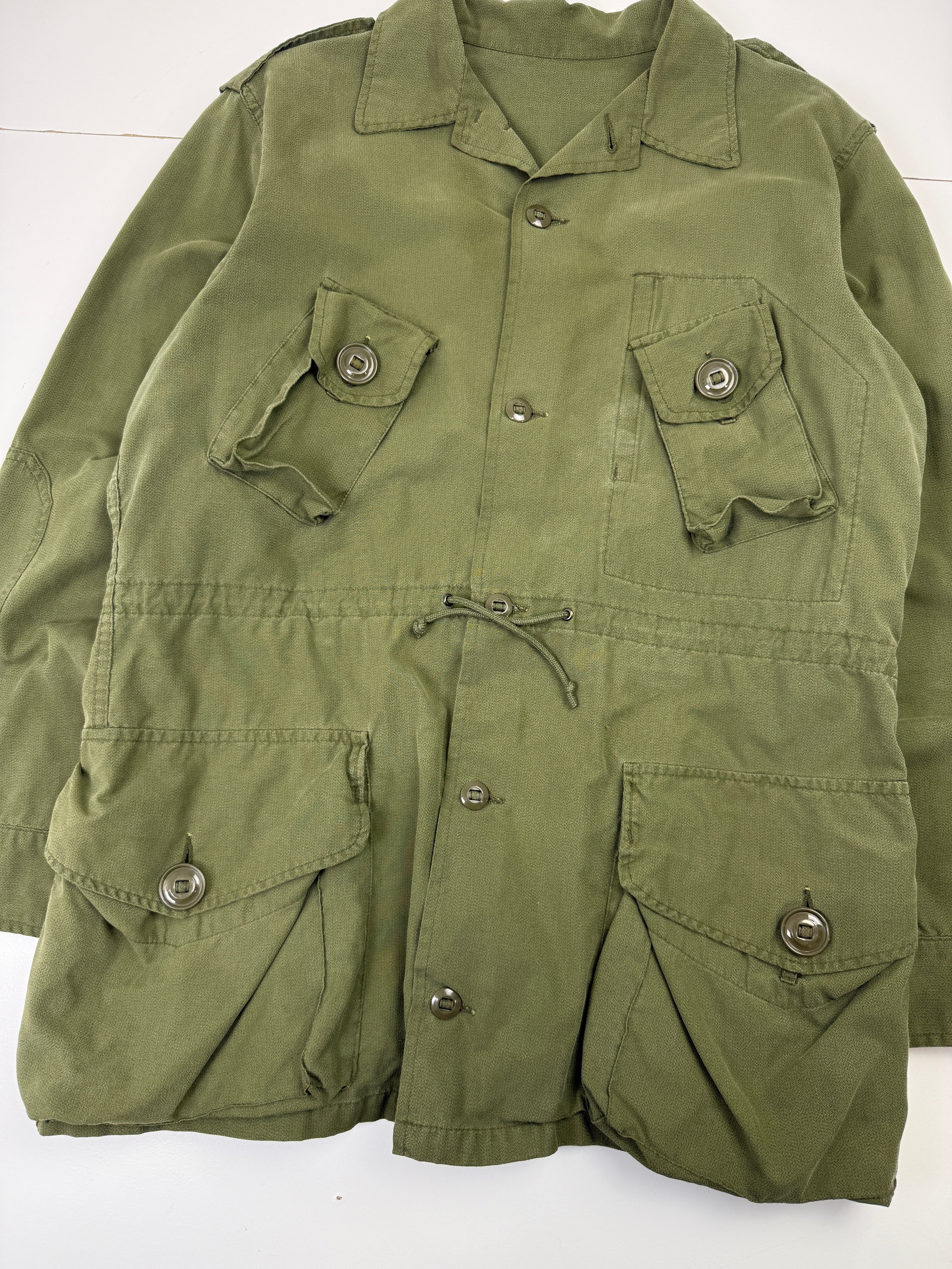 Vintage Military Cargo Trench Coat Green