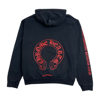 Chrome Hearts Website Exclusive Horse Shoe Hoodie Black/Red (USED)