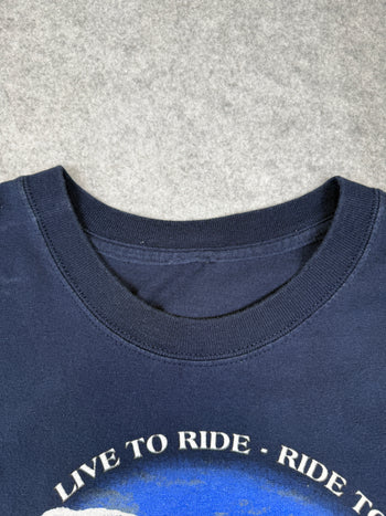 Vintage Harley Davidson Reversible Polar Bear Test Print Sample Tee Navy
