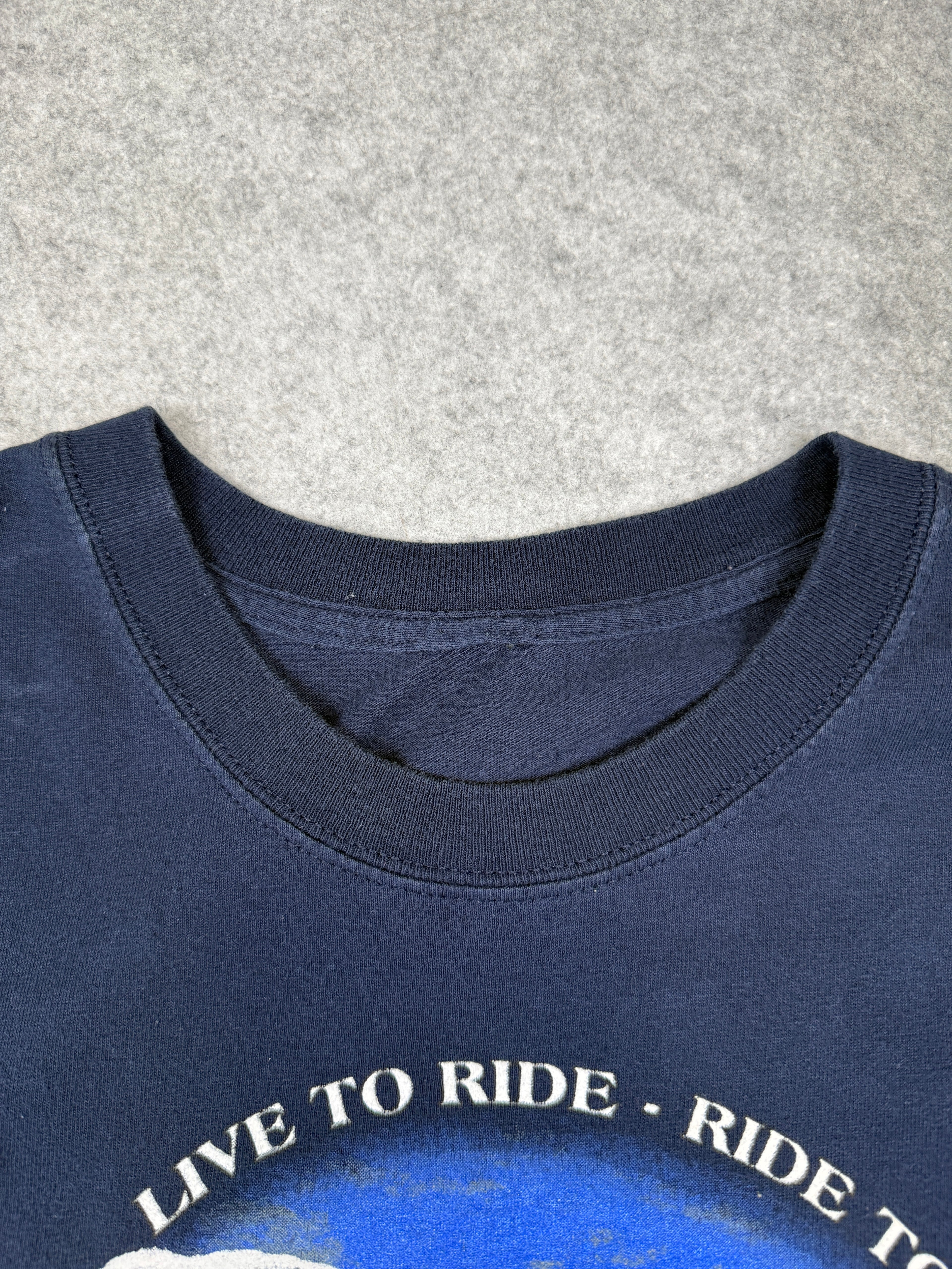 Vintage Harley Davidson Reversible Polar Bear Test Print Sample Tee Navy