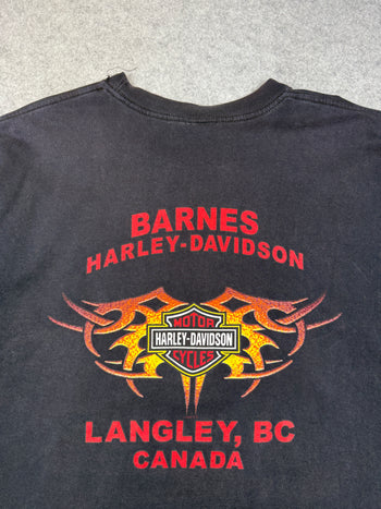 Vintage Harley Davidson Ribcage Flame Tee Black