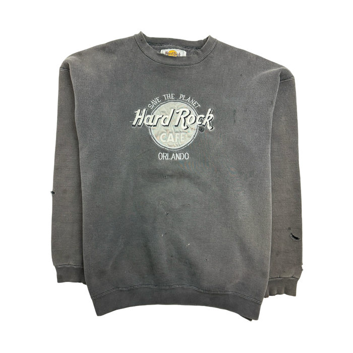 (XL) Vintage Hard Rock Cafe Orlando Sweatshirt Charcoal | Vitnage Clothing Store Canada