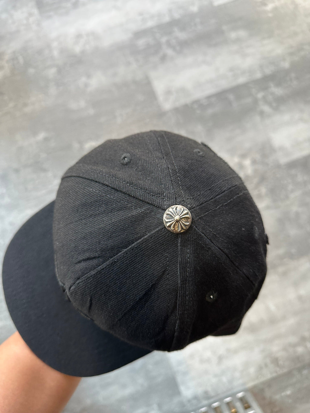 Chrome Hearts Fleur Scroll Logo Snapback Hat Black