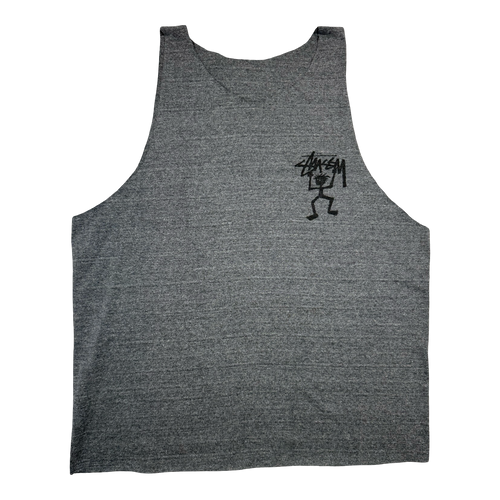 Stussy Warrior Man Sleeveless chopped Tee Grey (USED) | Vintage Clothing Store Canada
