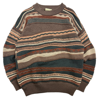 Vintage Toorallie Pattern Wool 3D Knit Brown