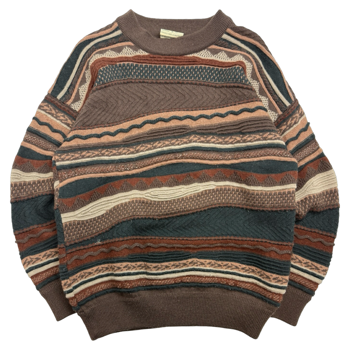 Vintage Toorallie Pattern Wool 3D Knit Brown | Vitnage Clothing Store Canada