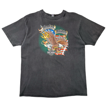 Vintage Harley Davidson Eagle Korea Seoul Tee Black