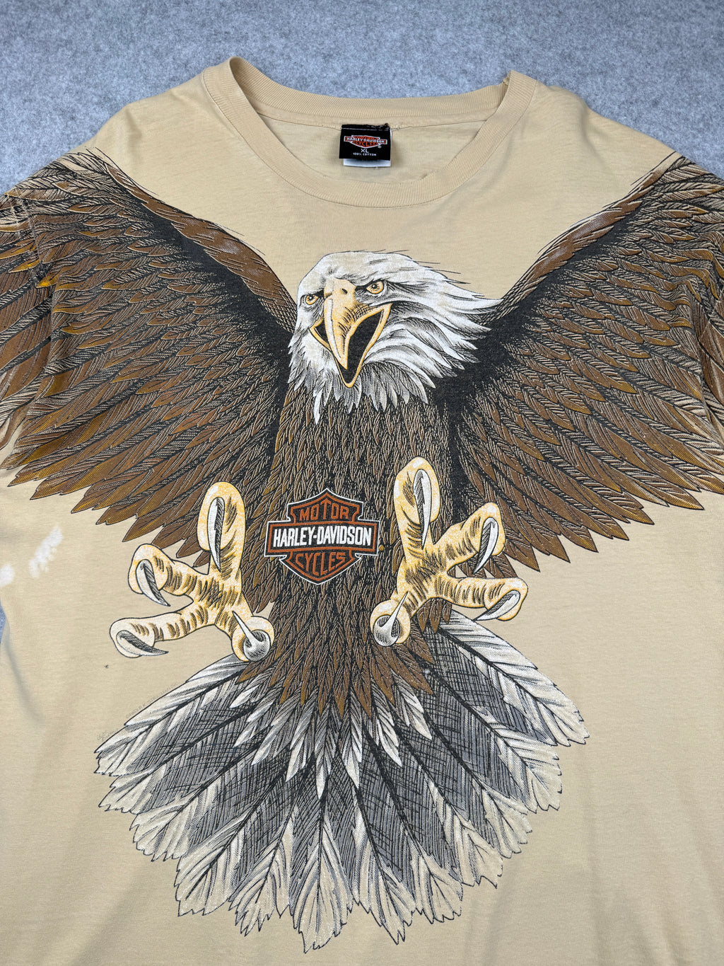 Vintage Harley Davidson Swooping Eagle Tee Beige