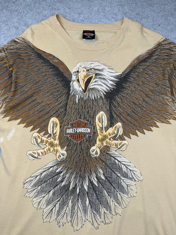 Vintage Harley Davidson Swooping Eagle Tee Beige