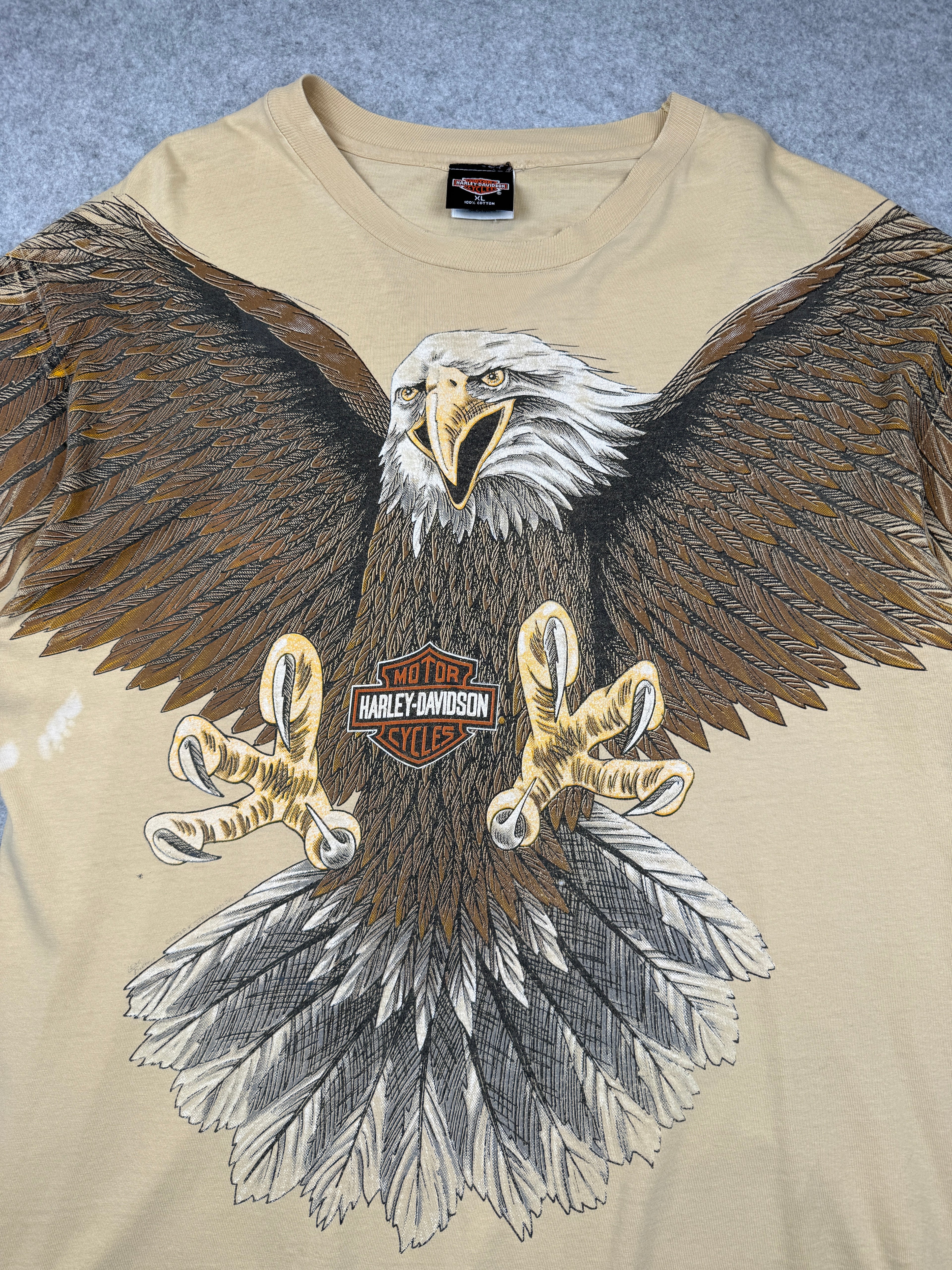Vintage Harley Davidson Swooping Eagle Tee Beige