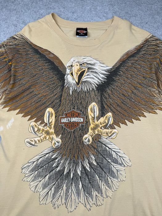 Vintage Harley Davidson Swooping Eagle Tee Beige | Vitnage Clothing Store Canada