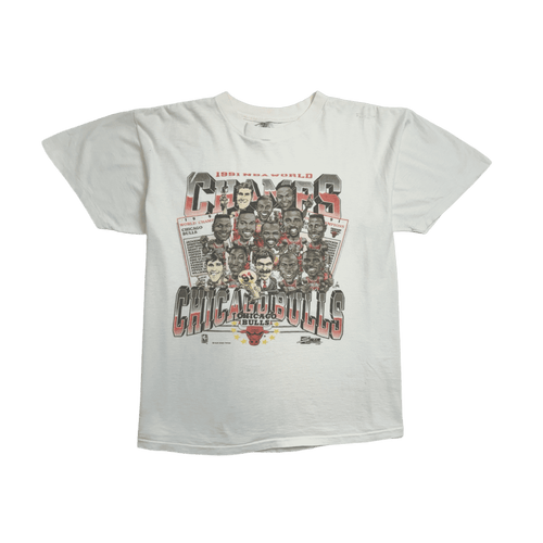 (M) Vintage '91 Chicago Bulls World Champs Tee White | Vintage Clothing Store Canada