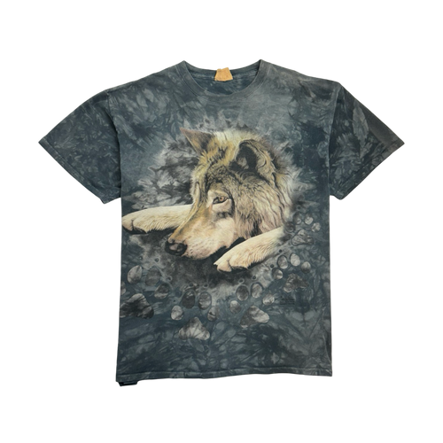 (L) Vintage Nature Wolf Tye-Dye Tee Black | Vintage Clothing Store Canada