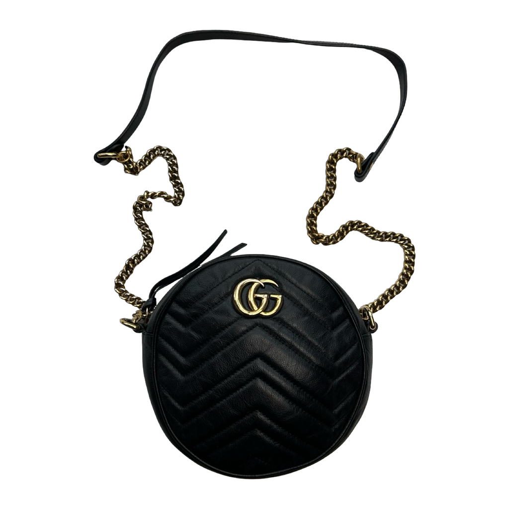 Gucci GG Marmont Mini Round Shoulder Bag Black