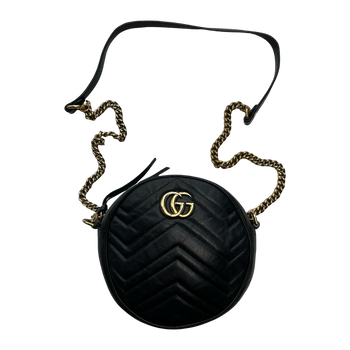 Gucci GG Marmont Mini Round Shoulder Bag Black