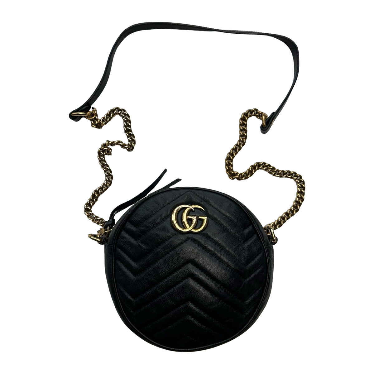 Gucci GG Marmont Mini Round Shoulder Bag Black