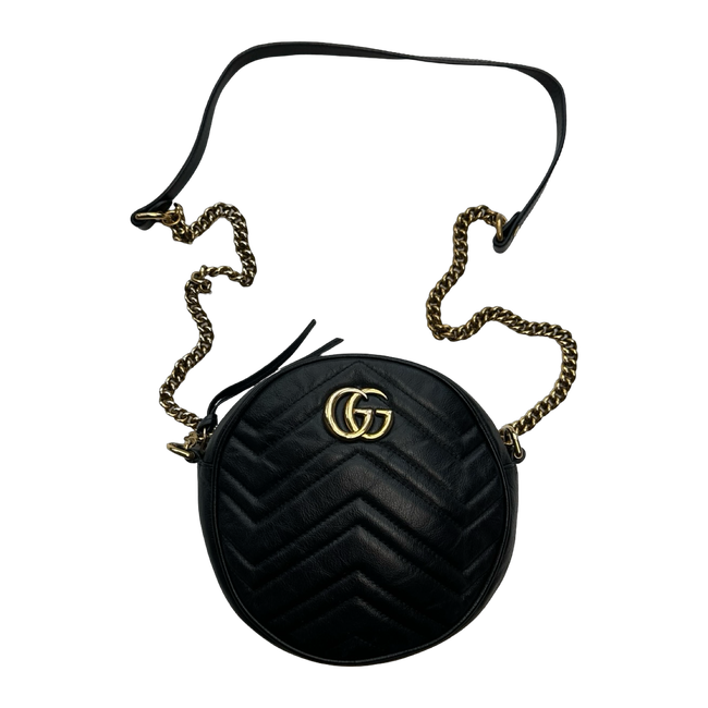 Gucci GG Marmont Mini Round Shoulder Bag Black