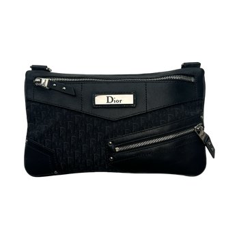 Dior Street Chic Jacquard Leather Shoulder Bag Black