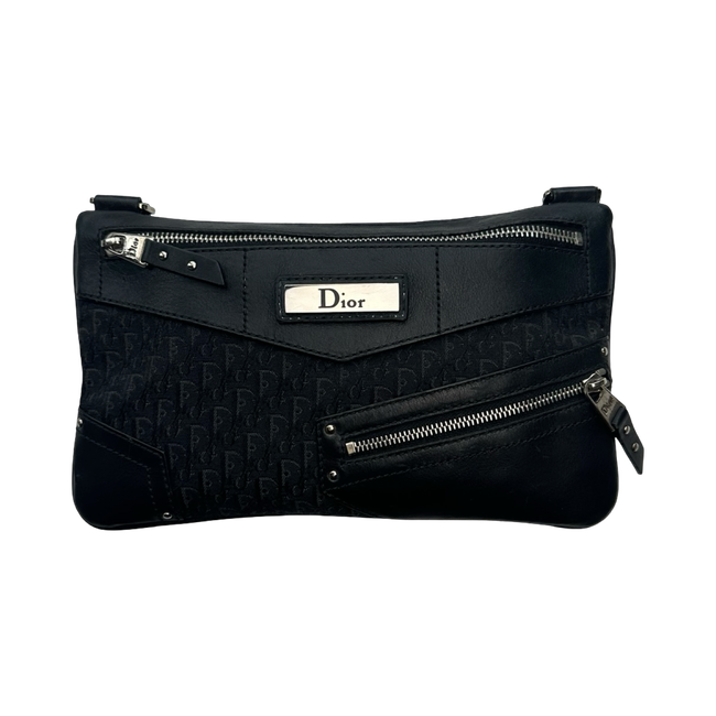Dior Street Chic Jacquard Leather Shoulder Bag Black
