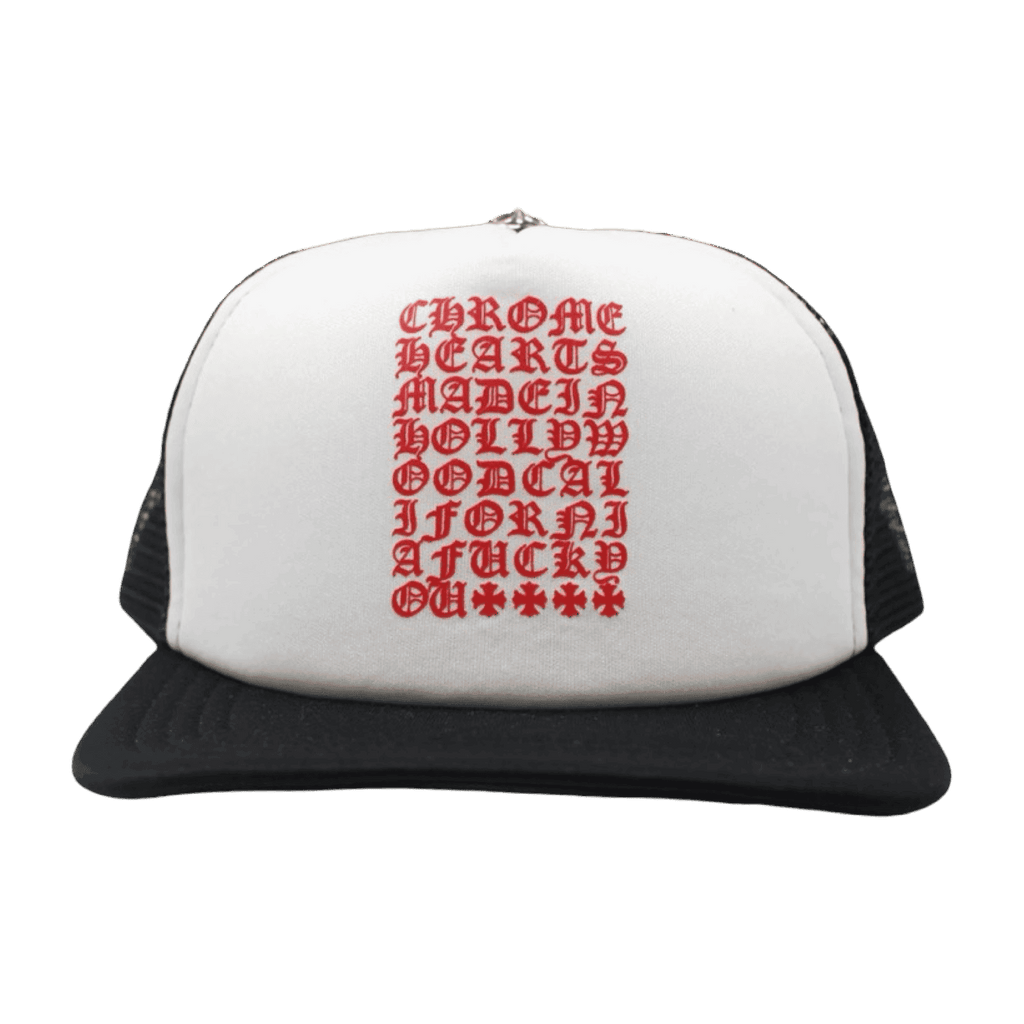 Chrome Hearts Eyechart Trucker Hat Black/White