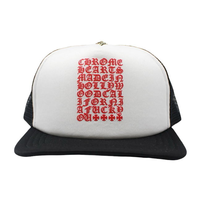 Chrome Hearts Eyechart Trucker Hat Black/White