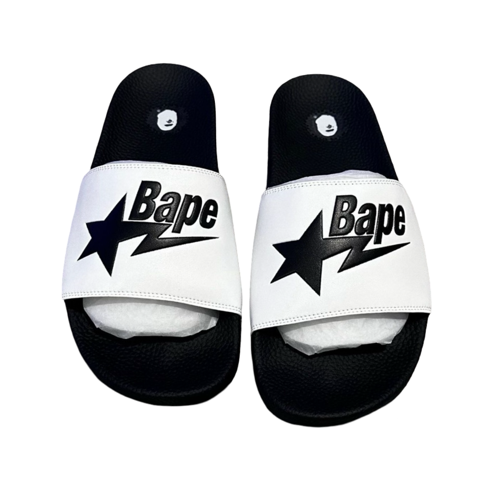 A Bathing Ape Bape Sta Slides Black/White