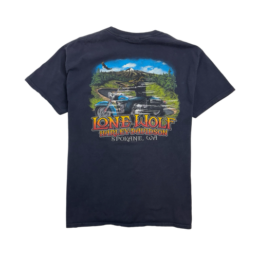 Vintage Lone Wolf Harley Davidson Tee Navy | Vintage Clothing Store Canada