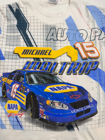 Vintage Nascar Micheal Waltrip AOP Tee White