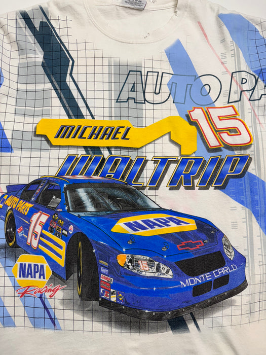 Vintage Nascar Micheal Waltrip AOP Tee White | Vitnage Clothing Store Canada