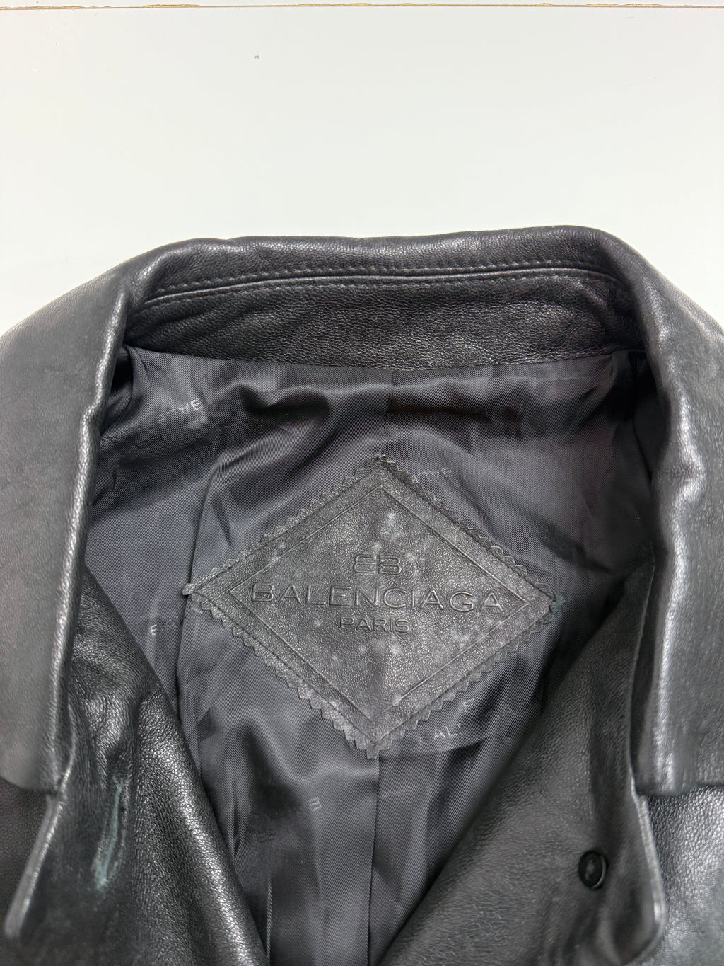Vintage Balenciaga Paris Leather Trench Coat Black