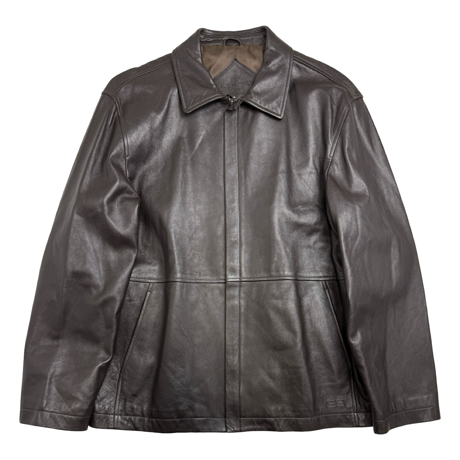 Vintage Balenciaga Paris BB Leather Jacket Brown