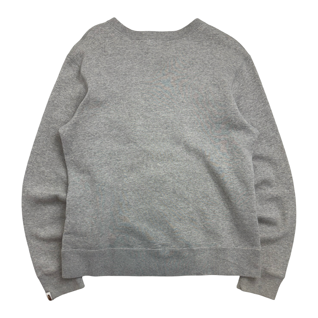BAPE Sta Embroidered College Logo Crewneck Grey (USED)